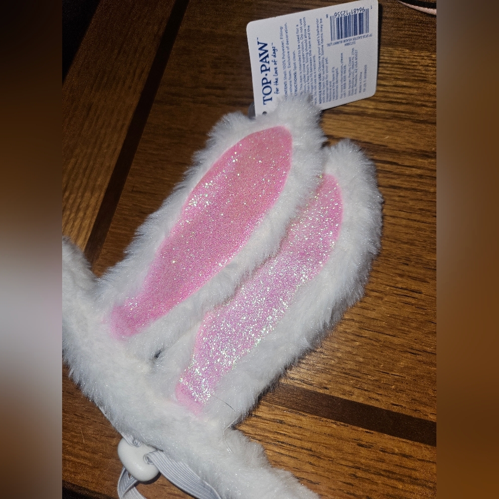NWT Top Paw Pink & White Bunny Ears Headband Dog Accessory Size L/XL Adjustable